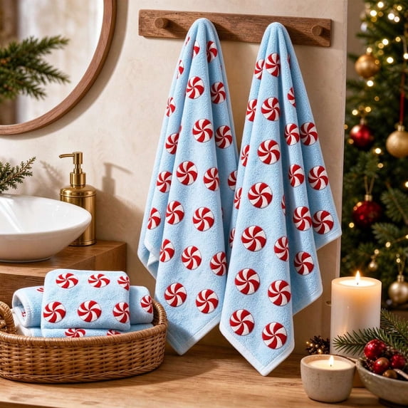 PYURTEP Christmas Hand Towels, 2 Pcs Soft Absorbent Holiday Kitchen Towels, Decorative Hand Towel for Christmas Bathroom Kitchen, 23.6 x 15.8 inch