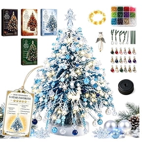 PYURTEP DIY Beaded Christmas Tree Kit, Winter 3D Bead Holiday Craft Set for Adults, Creative Handmade Small Christmas Tree for Holiday Gift