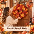 thumbnail image 1 of PYURTEP Fall Wreaths for Front Door, Artificial Maple Leaf Wreath, Thanksgiving Harvest Fall Decor for Wall Window, 16.54 inch, 1 of 7