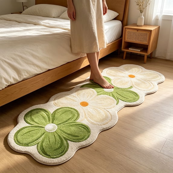 PYURTEP Floral Bathroom Rugs Soft Plush Non-Slip Bath Mat Absorbent Quick Drying Washable Bath Mats for Bathroom, Bedroom, Living Room