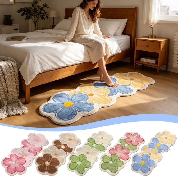 PYURTEP Floral Bathroom Rugs Soft Plush Non-Slip Bath Mat Absorbent Quick Drying Washable Bath Mats for Bathroom, Bedroom, Living Room