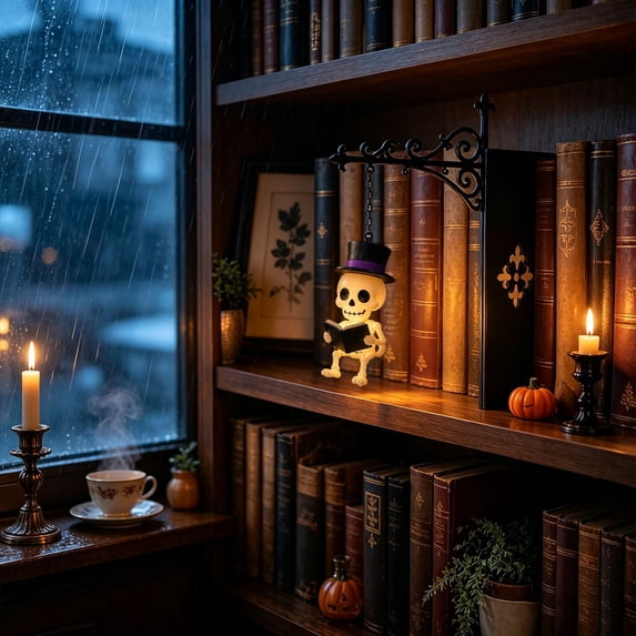 PYURTEP Halloween Lamp, Skull Bookshelf Insert LED Night Light, Battery Operated Lamp for Book Nook Home Library Study Halloween Home Decoration