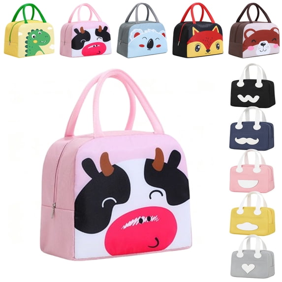 PYURTEP Lunch Bag, Cute Cartoon Animal Insulated Lunch Box with Handle, 3-Layer Thermal Waterproof Cooler Tote for Kids School Office Picnic