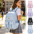 thumbnail image 1 of PYURTEP Plaid School Backpack for Girls Boys, Waterproof Nylon Large Capacity Backpack with Multi Pockets for Elementary Middle High School, 1 of 7