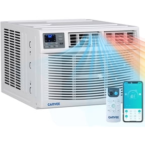 PYY 8000 BTU Window Air Conditioner with Heating & Cooling, Energy Efficient Quiet ECO Mode AC, Remote Control, Through-the-Wall Installable for Home Bedroom Office, R32 Refrigerant