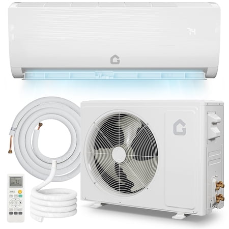 PYY 9000 BTU Mini Split AC/Heating System, 115V Ductless Inverter Wall Mounted Air Conditioner with 19 SEER High Efficiency, Elegant Q-Panel Design and Eco-Friendly R32 Refrigerant, White