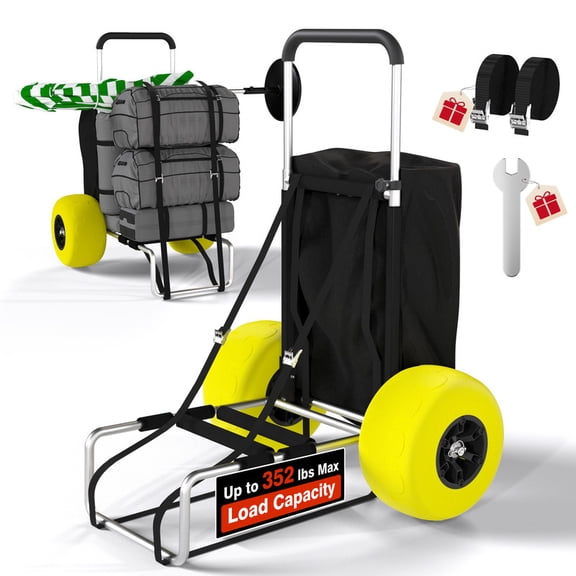 PYY Aluminum Beach Cart with 13-Inch Balloon Wheels, 352 lbs Capacity