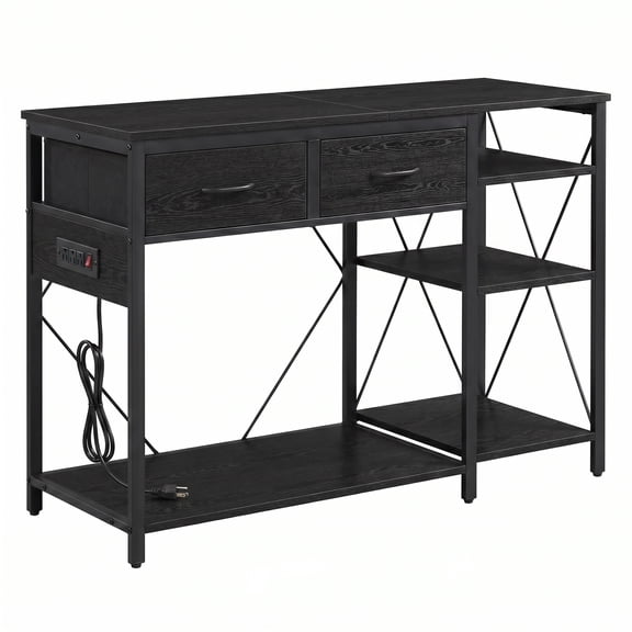 PYY Fish Tank Stand for 55–75 Gallon Aquariums with Power Outlet - 3-Tier Storage Shelves - Fits Turtle & Reptile Terrariums - 49.2 x 17.7 in Top - Black