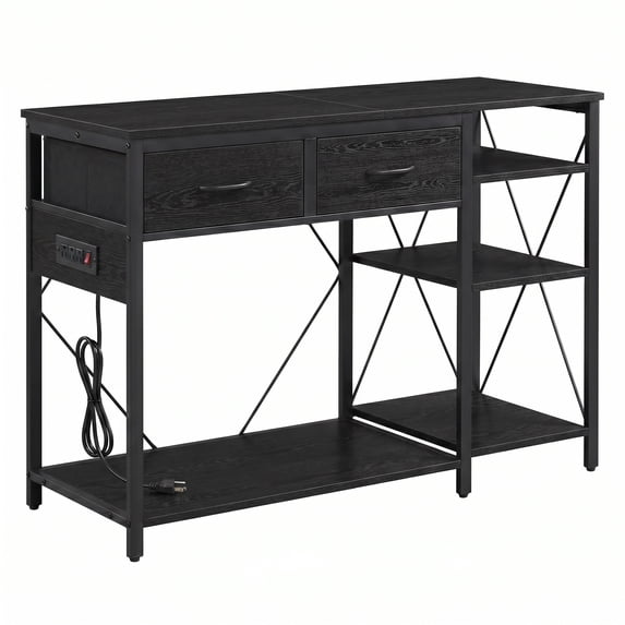 PYY Fish Tank Stand for 55–75 Gallon Aquariums with Power Outlet - 3-Tier Storage Shelves - Fits Turtle & Reptile Terrariums - 49.2 x 17.7 in Top - Country Brown