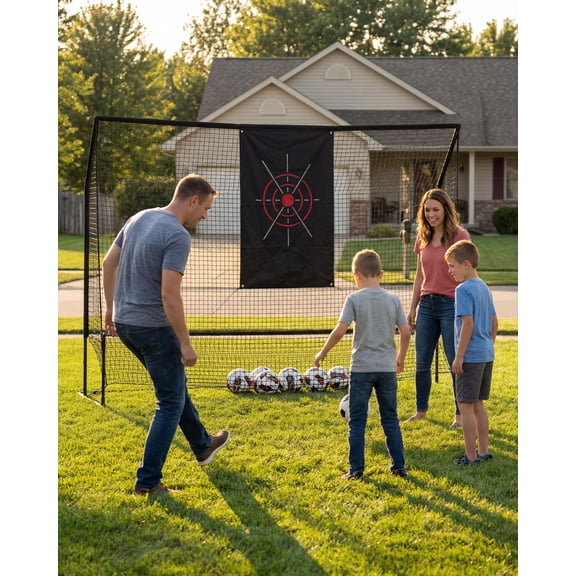 PYY Heavy Duty Golf Practice Net 10x7.5FT – Portable Training Net with Aim Cloth, Carry Bag, Multi-Aims – For Real Ball Driving, Chipping, Swing – Indoor & Outdoor Use