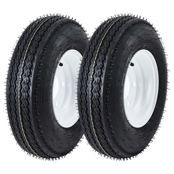 PYY Heavy-Duty Trailer Tire & Wheel Assembly Set – 4.80-8, 6PR, Load Range C, 5-Lug White Modular Wheels – Robust 8-Inch Tires for Utility, Boat & Camper Trailers – PCD 114.3x5