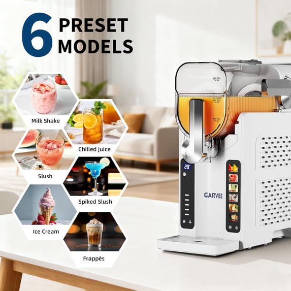 PYY No Ice Needed Slushie Machine for Home – 70oz Large Capacity Frozen Drink Maker with LED Display, 6 Preset Programs, Self-Cleaning – For Margaritas, Frappés, Smoothies, Ice Cream – Milky White