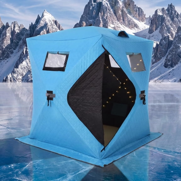 ExpanseEcho 3-4 Person 210D Insulated Pop-Up Ice Fishing Tent with LED ...