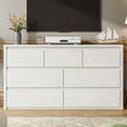 thumbnail image 1 of PYY Mid-Century Modern 7 Drawer Dresser, 53.1" Wide Wood Chest of Drawers for Bedroom, Handleless Storage Cabinet with Anti-Tip Kit, Sturdy MDF TV Stand for Living Room, White, 1 of 7