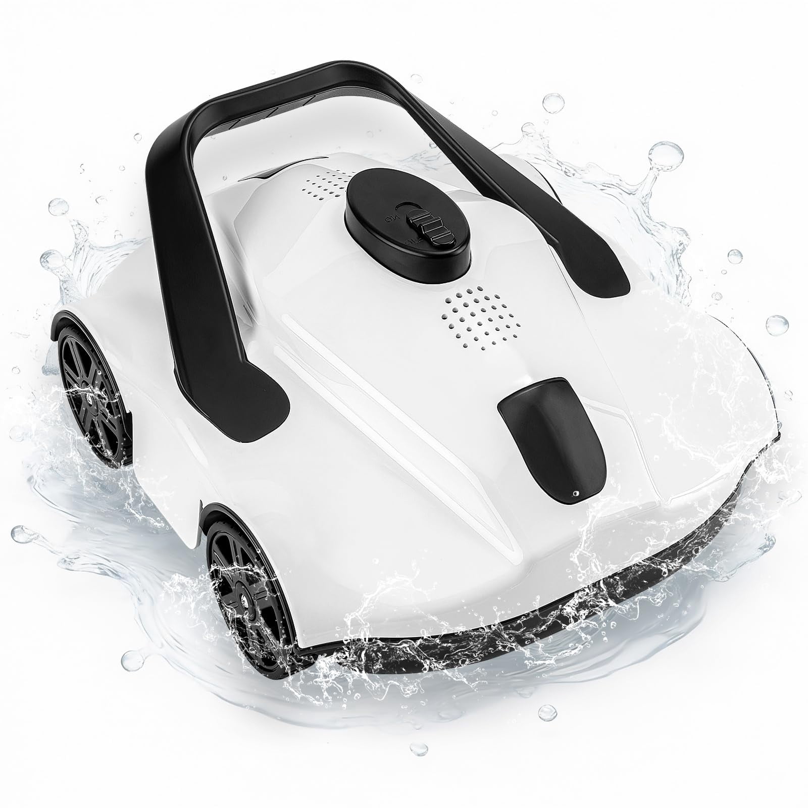 PYY Robotic Pool Cleaners Cordless Robotic Pool Cleaner for Above Ground Pools - 130 Min Runtime, Self-Charging, Cleans Up to 860 Sq Ft, Lightweight & Portable Design, White