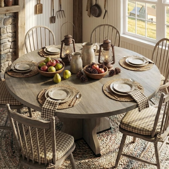 PYY Space-Saving Extendable Oval Dining Table for 4-8 - 47"-63" Expandable Rustic Gray Wood Top - Sturdy Metal Frame for Home Office - Modern Farmhouse Kitchen Table - Vintage Gray