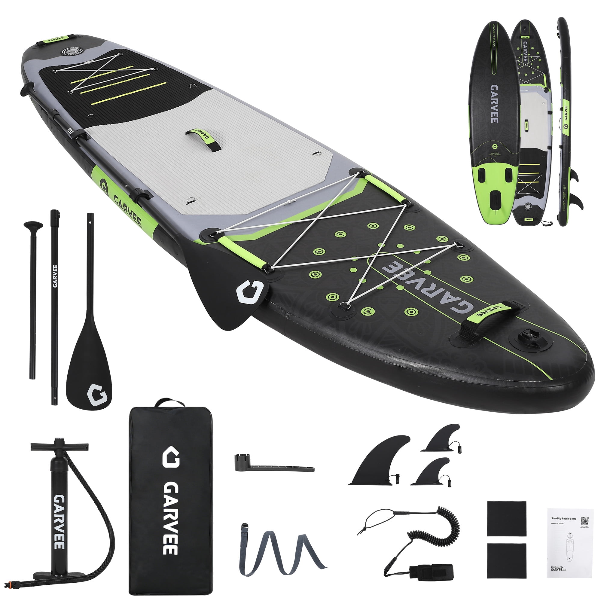 PYY Stable Inflatable Rise Up Paddle Board for Adults & Youth – Wide Design, Non-Slip EVA Deck, Lightweight, Superior Paddle, Pump, Carry Bag, Built-In Camera Mount – 335cm