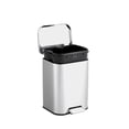 thumbnail image 1 of PYY Stainless Steel Bathroom Step Trash Can - 1.3 Gallon/5L, Soft-Close Lid, Removable Inner Bucket, Fingerprint-Proof, Rectangular Recycling Bin for Kitchen, Home Office, Silver - 21.0×18.8×27.9cm, 1 of 7