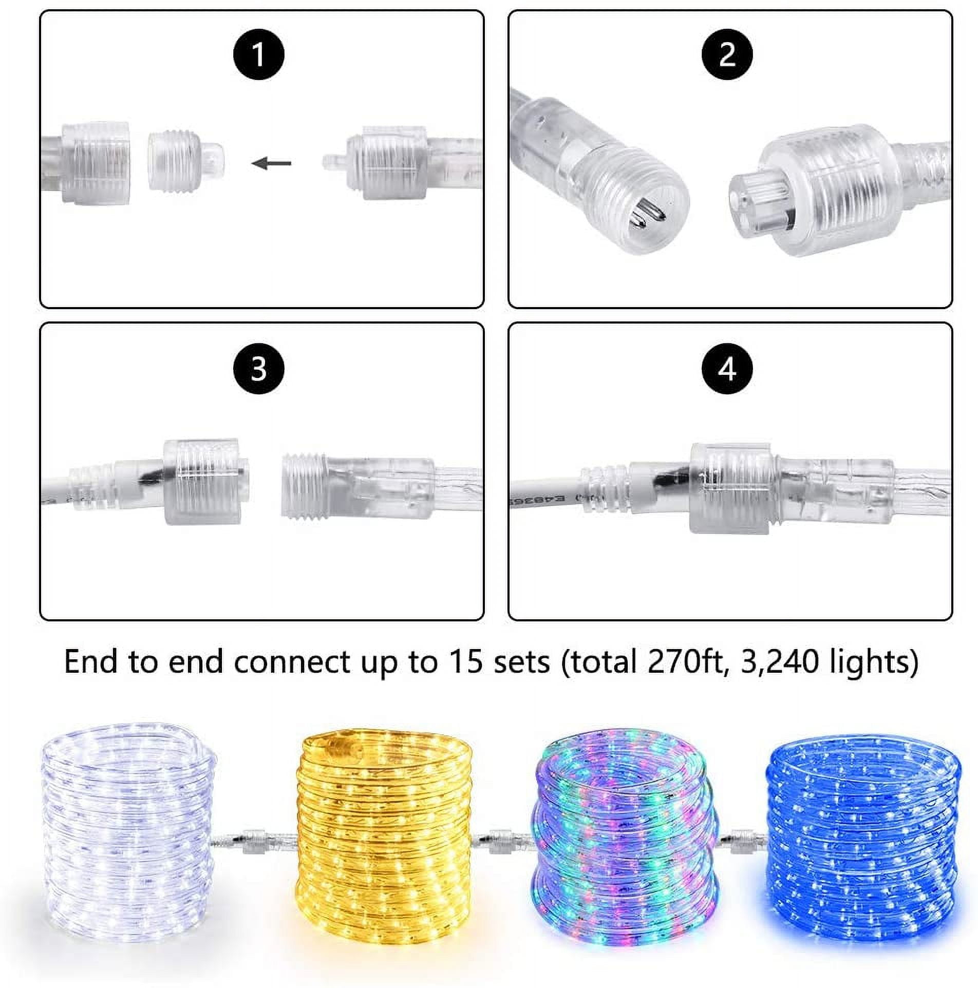 Day Light Led Rope PYYAN-18ft 216 LED Rope Lights, 120V ETL Listed Plugin Rope Lights ...