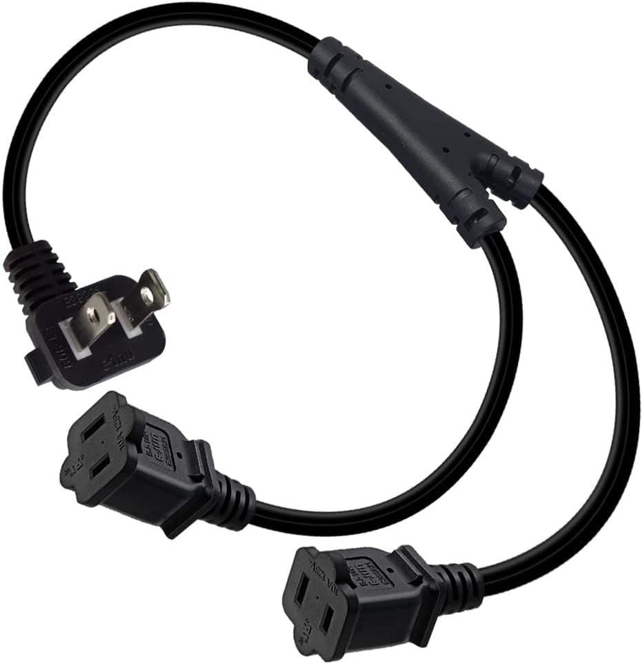 PYYAN-2 FT 90 Degree Angled Polarity Nema 1-15P Male to Dual 1-15R ...