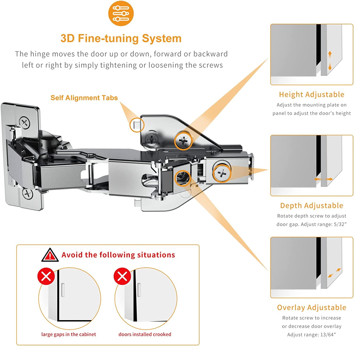 PYYAN-2 Pack 165 Degree Lazy Susan Hinge, Face Frame, CLIP ON Plate for ...