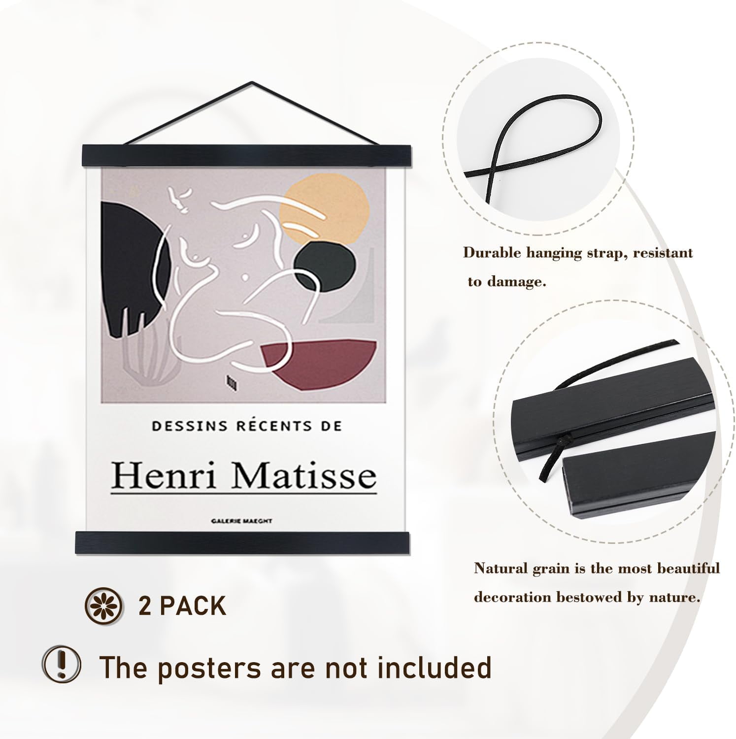 14x17 Poster PYYAN-2 Pack Magnetic Poster Hanger Frame, 14x17 14x20 14x22 Light Wood ...