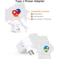thumbnail image 1 of PYYAN-【2 Pack】 Switzerland Travel Plug Adapter, Type J Power Adapter with 3 Outlets, 3 USB Ports (2 USB C), Travel Essentials US to Switzerland, Rwanda, Liechtenstein, 1 of 4