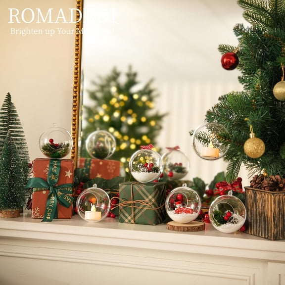 PYYAN-20 Pcs Hanging Tealight Holders Globes: Fillable Acrylic Bulk Hanging Tea Light Ball, Bulb 3.15'' Ornaments Fillable for Party Wedding Centerpiece Christmas Home Decorations DIY