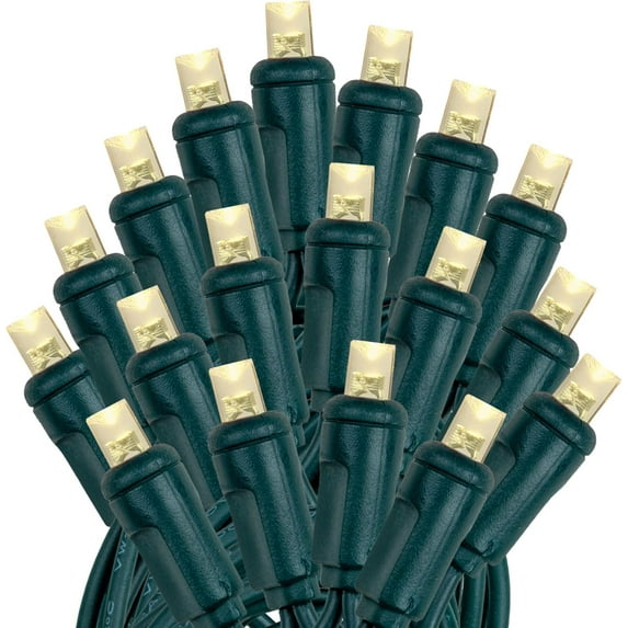 PYYAN-35ft 70 LED Warm White Christmas Lights Outdoor/Indoor, 6" Spacing, Green Wire String Lights for Festive Xmas Lighting, IP55, UL Listed, Dimmable, Connectable