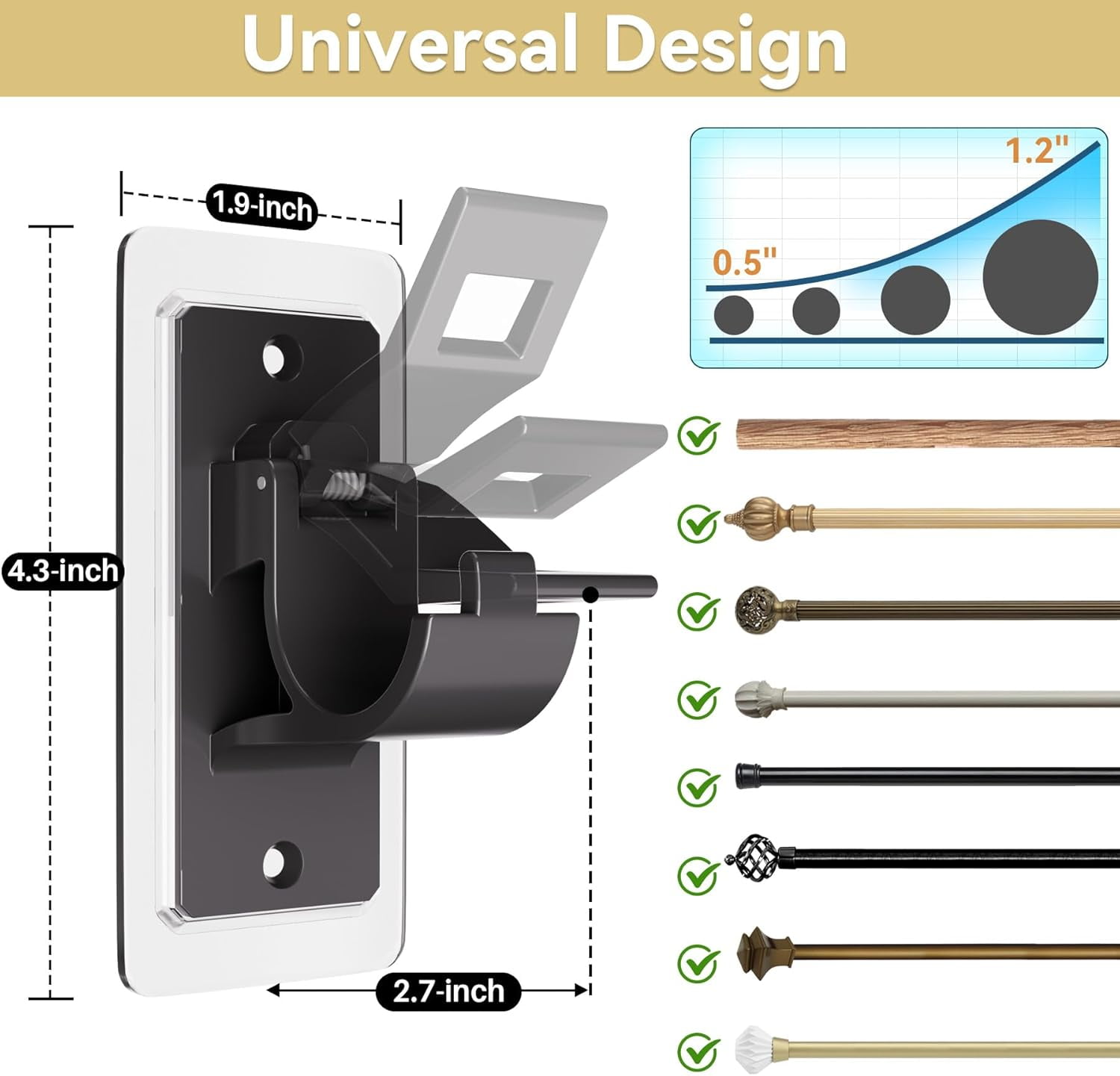 Renter Friendly Curtain Rod Holder
