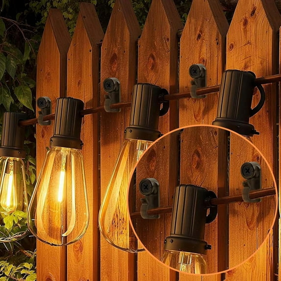 PYYAN-50 Pack Hooks for Outdoor String Lights, Christmas Light Clips bulk with Screw, Weatherproof Light Hanger Hooks for Hanging Christmas Lights,Wall Cable,Fairy Lights on Fence Patio Gutter (Black