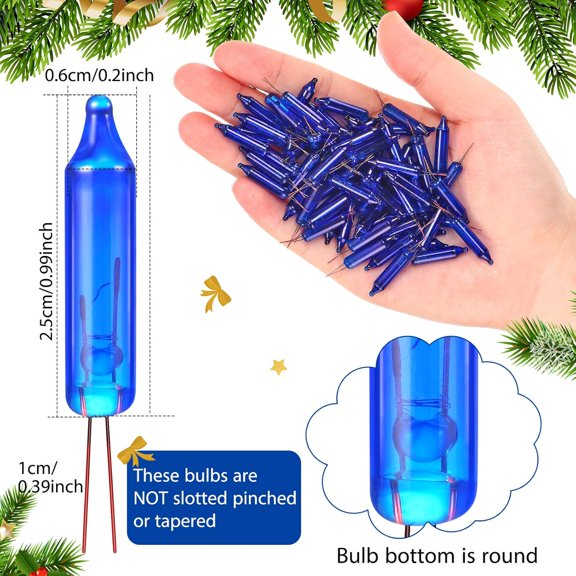 PYYAN-500 Pcs Mini Christmas 2.5 Volt Replacement Light Bulbs for Christmas Trees Decorative Light Supplies Indoor Outdoor Xmas Decor, 0.17 Ampere, 0.42 Watt(Blue)