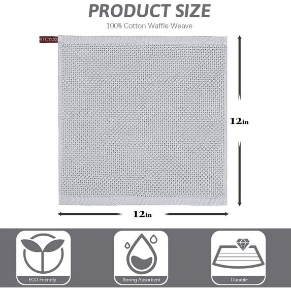 PYYAN-6 Pack Dish Rags, 100% Cotton Kitchen Dish Cloths for Washing ...