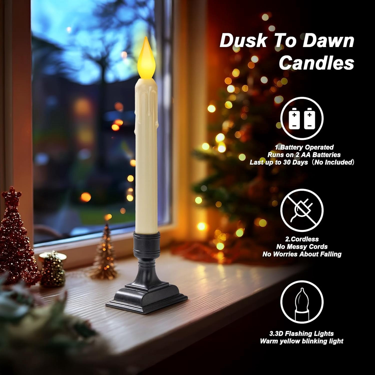 Window Candlestick PYYAN-6 Pcs Sensor Dawn to Dusk Window Candles, Flickering Battery ...