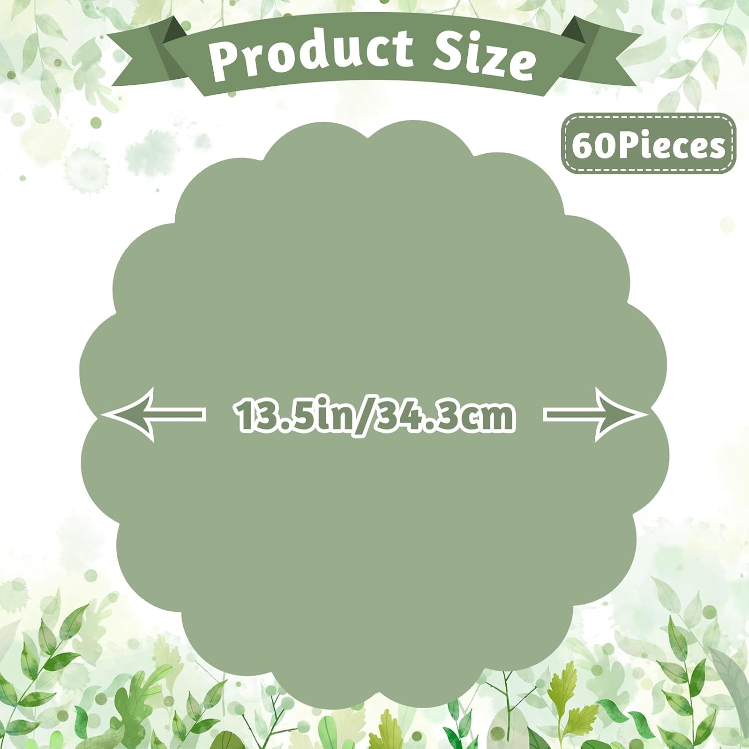PYYAN-60 Pcs Sage Green Paper Placemats, 13.5 Inch Disposable Scalloped ...