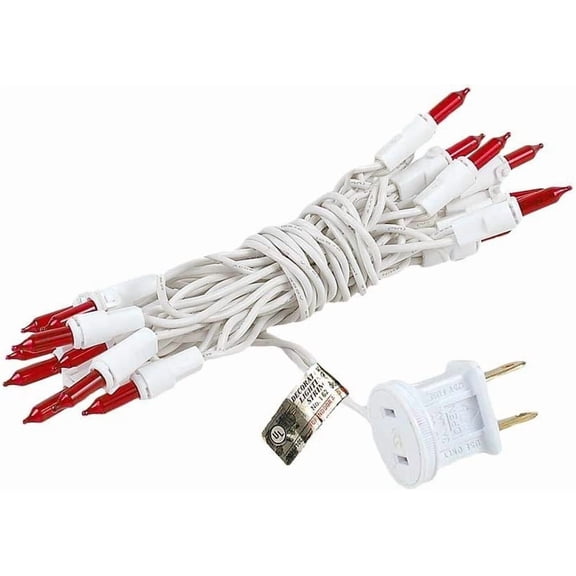 PYYAN-8.5 Feet 20 Bulb Red Mini Light String on White Wire, Non-Connectable Incandescent Fairy Lights for Bottles and Crafts, 4" Bulb Spacing, 24" Lead, Stackable Fused Plug