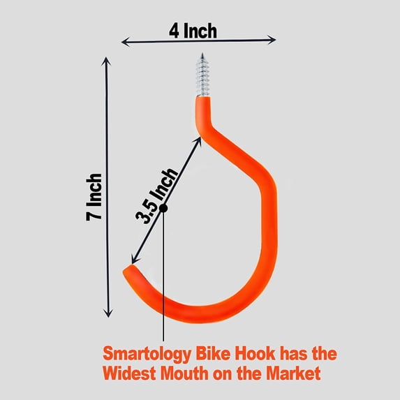 PYYAN-Bike Storage Hook, Bike Hanger, Rubber Coated Heavy Duty Large Screw in Ceiling Hooks for Garage Wall, 4 Pack, Fits All Bike Types, Bike Racks & Stands