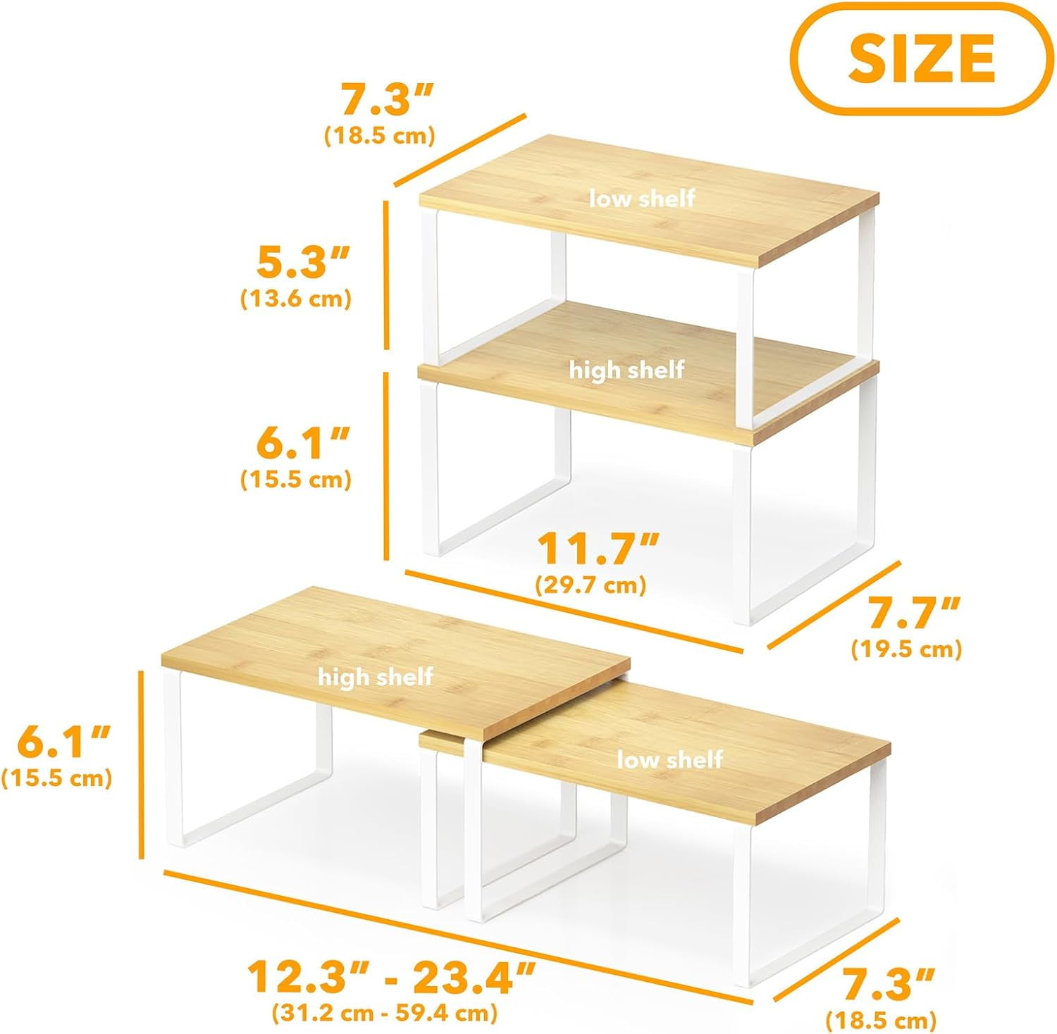 PYYAN-Cabinet Shelf Organizers 2 Pack, Kitchen Counter Rack Shelves ...