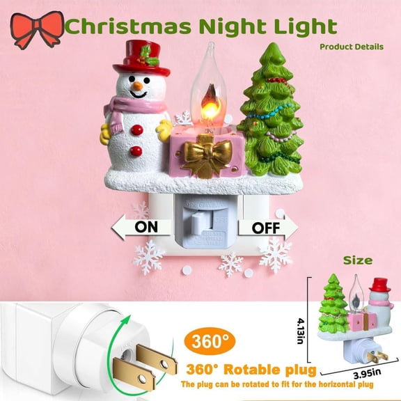 PYYAN-Christmas Campfire Flickering NightLight,Cute Polyresin Swivel Plug Flickering NightLight,Plug-in Figurine Lamp for Holiday Decor, Indoor Campfire Night Light with Flicker Bulb,Figurine Light