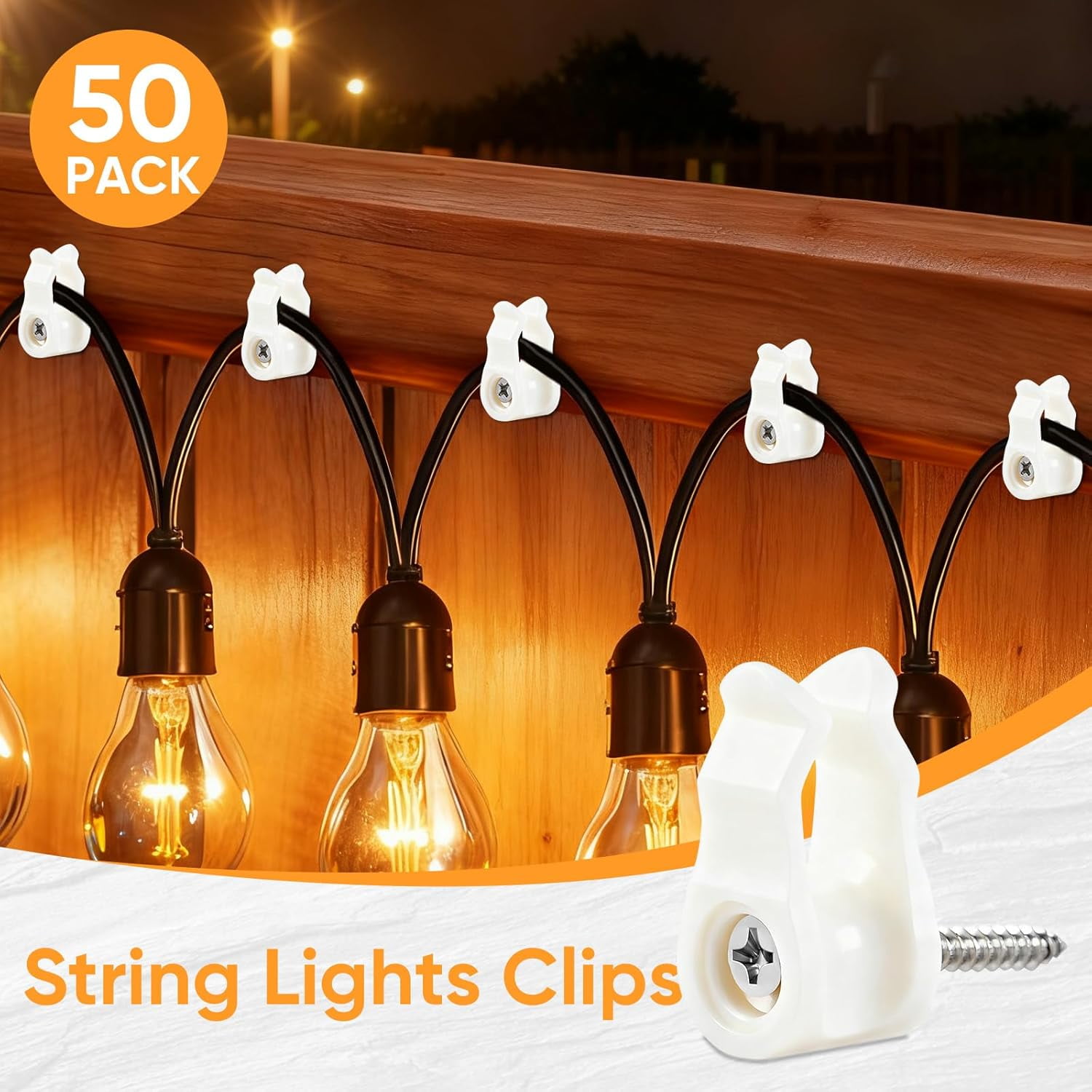 PYYAN-Christmas Light Clips, 50 PCS Outdoor String Light Clips Hooks ...