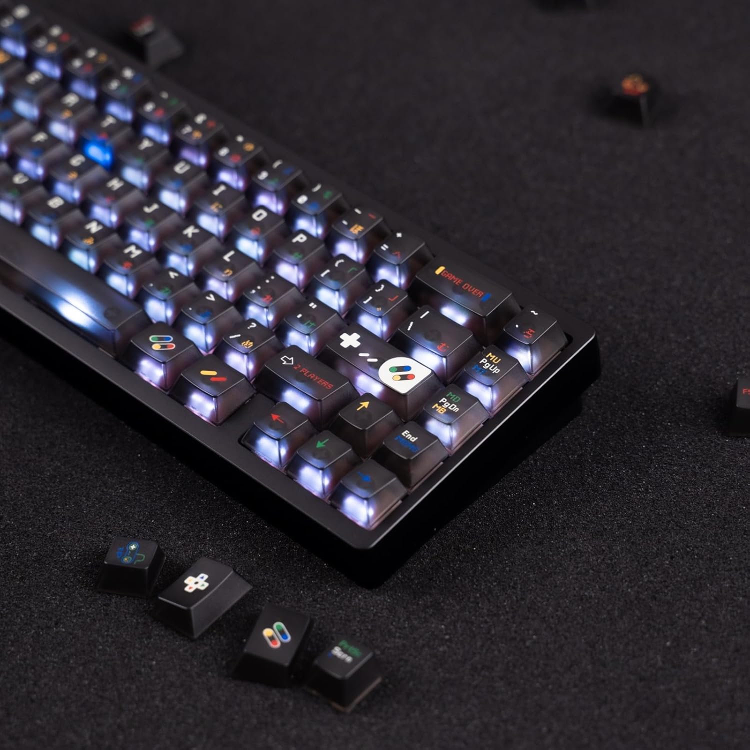 Matte Clear Rounded Keys PYYAN-Clear Matte Keycaps Set, Black Matte Transparent PC 122 Keys ...
