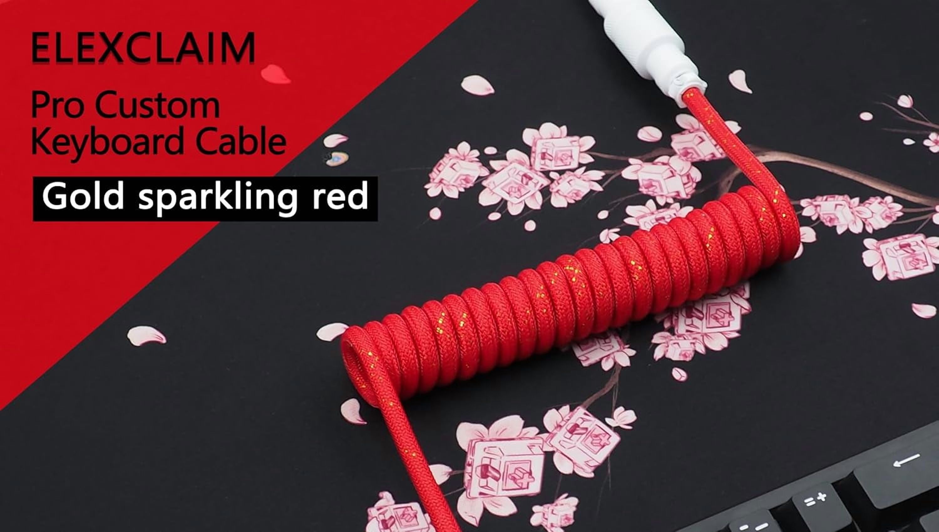 PYYAN-Coiled Keyboard Cable USB-C to USB-A 1.5M, Double-Sleeved Braided ...