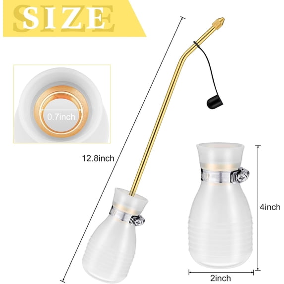 PYYAN-Diatomaceous Earth Powder Duster Bulb Duster Sprayer 3.5 oz with Long Copper Garden Powder Applicator Dispenser for Organic Gardening Agricultural Supplies(White)