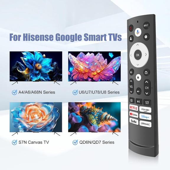 PYYAN-ERF3M90H Voice Remote Control Replacement for Hisense Smart Google TV, Android, Vidaa, Laser, Canvas TVs, 4K UHD, HD, Mini-LED, ULED