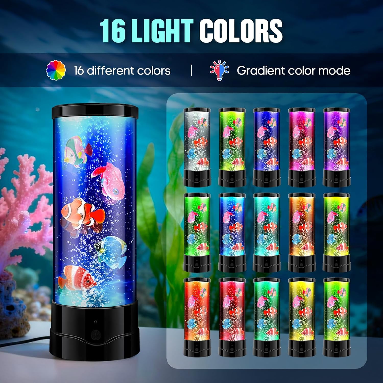 PYYAN-Fake Fish Tank Aquarium Lamp,Remote 17 Colors Artificial Fish ...