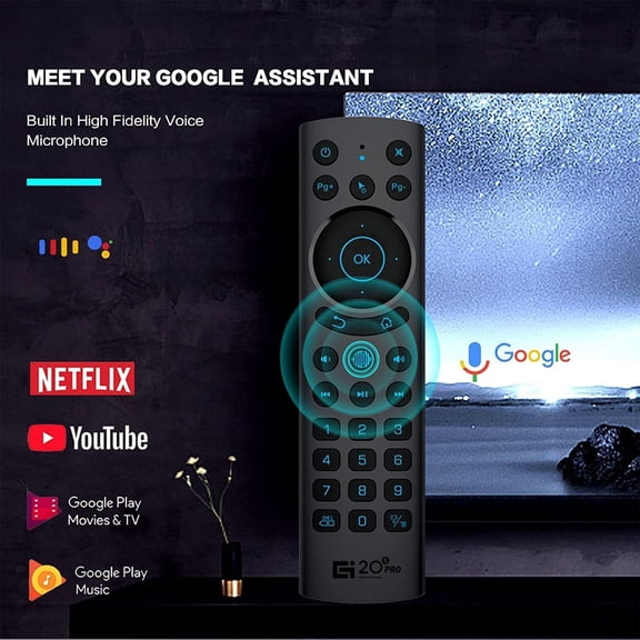 PYYAN-G20BTS Plus Wireless Bluetooth 5.0 Voice Backlit Remote Control Support 2.4G USB Gyroscope IR Learning Remote Control for Android TV Box(G20S Pro Plus)