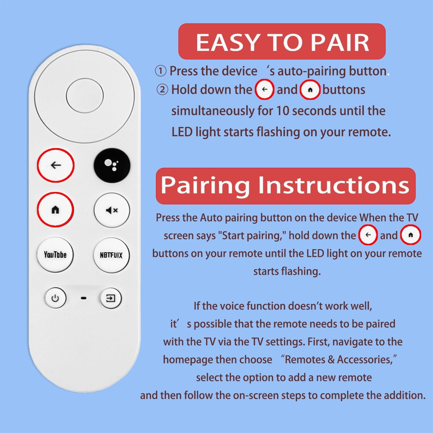 PYYAN-G9N9N New Replacement Voice Remote Control Compatible with Google ...