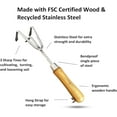 thumbnail image 1 of PYYAN-Garden Guru Eco Hand Cultivator Rake Tiller Tool- 100% Recycled Stainless Steel - Rust Resistant - FSC Certified Wood Ergonomic Handle - Great for Gardening Cultivating Loosening Weeding, 1 of 4