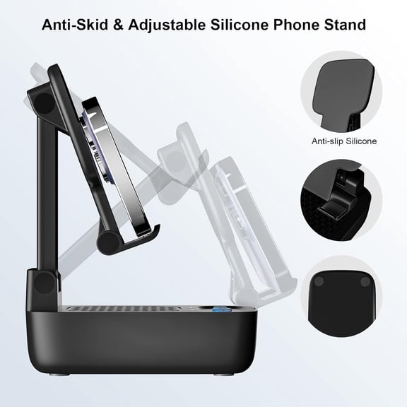 PYYAN-Gifts for Men Women,Birthday Gifts,Cell Phone Stand with Wireless Bluetooth Speaker, Punchy Bass & HD Stereo Sound Speaker for Home & Outdoors Compatible with iPhone/ipad/Samsung-Black