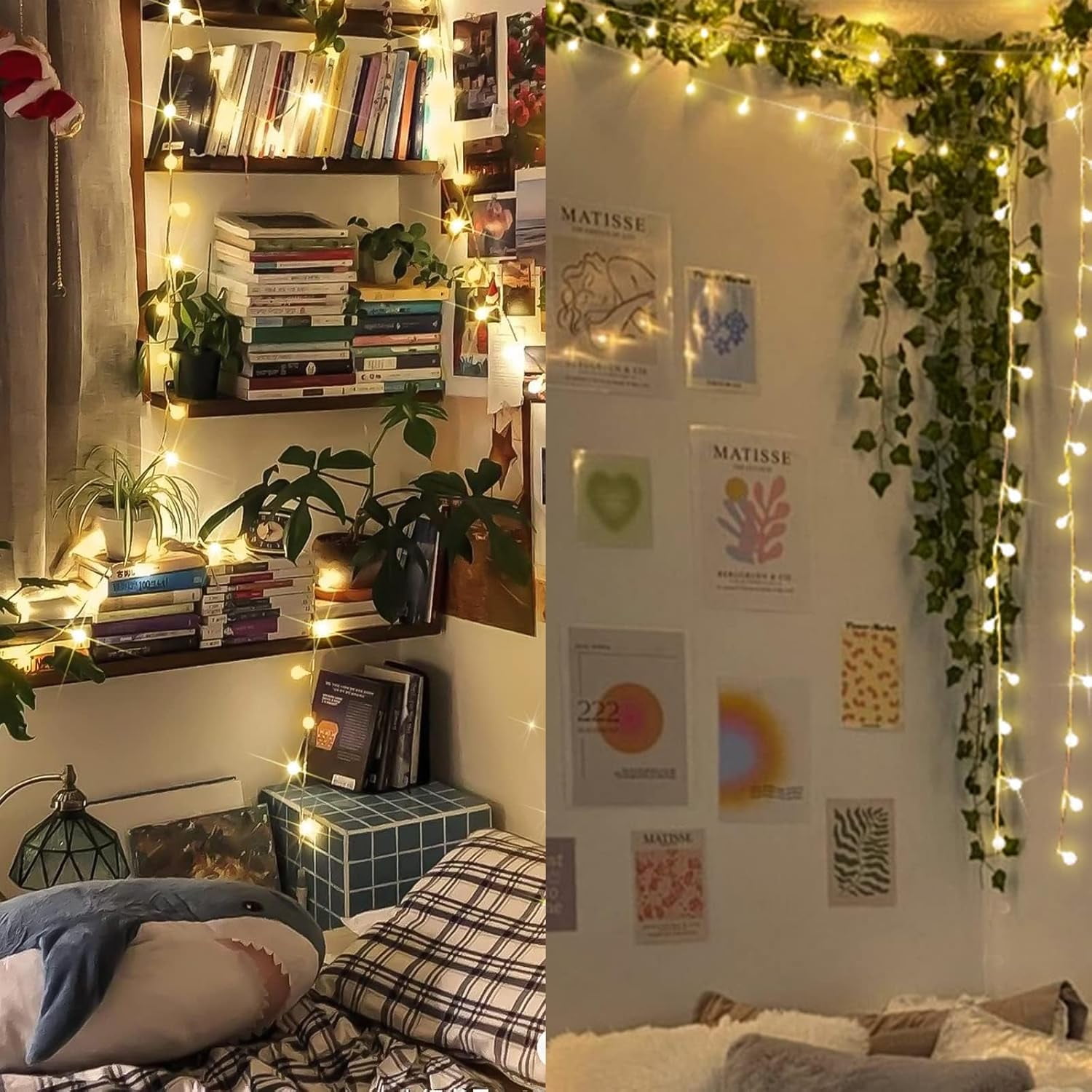 PYYAN-Globe String Lights Bedroom, 50 Led Fairy Lights Plug in, Indoor ...
